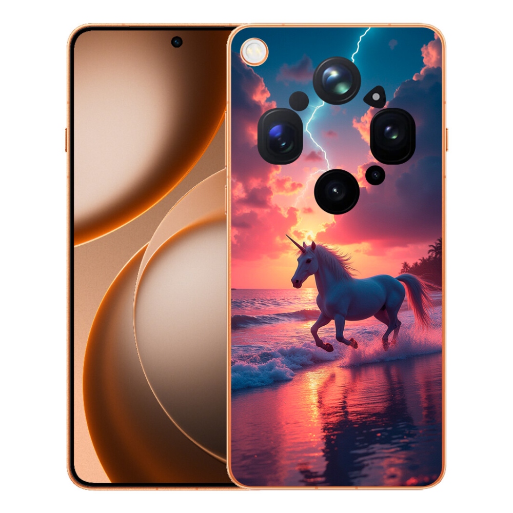 Gélový kryt mmCase na Oppo Find X9 Ultra - jednorožec na pláži