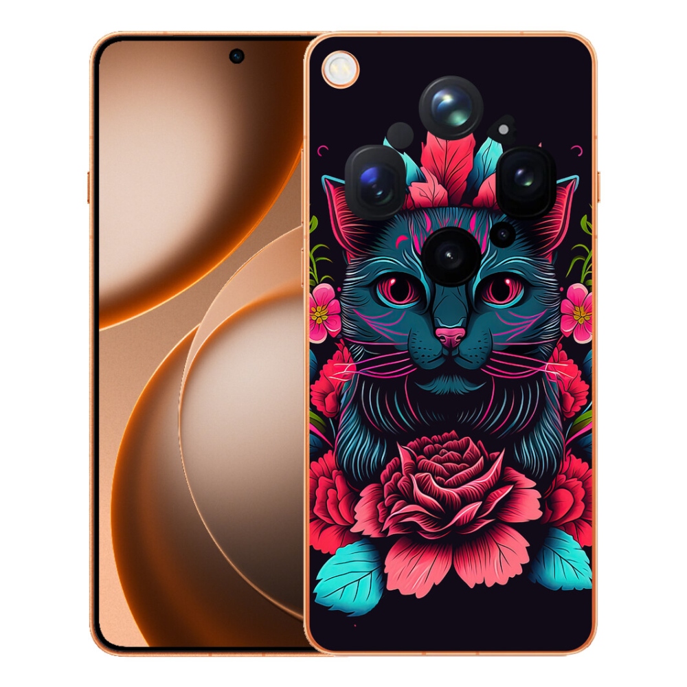 Gélový kryt mmCase na Oppo Find X9 Ultra - kvety a mačka
