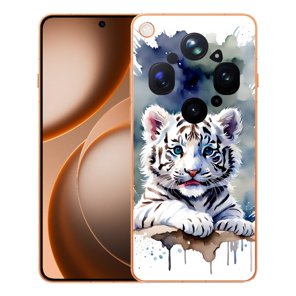 Gélový kryt mmCase na Oppo Find X9 Ultra - mláďa bieleho tigra