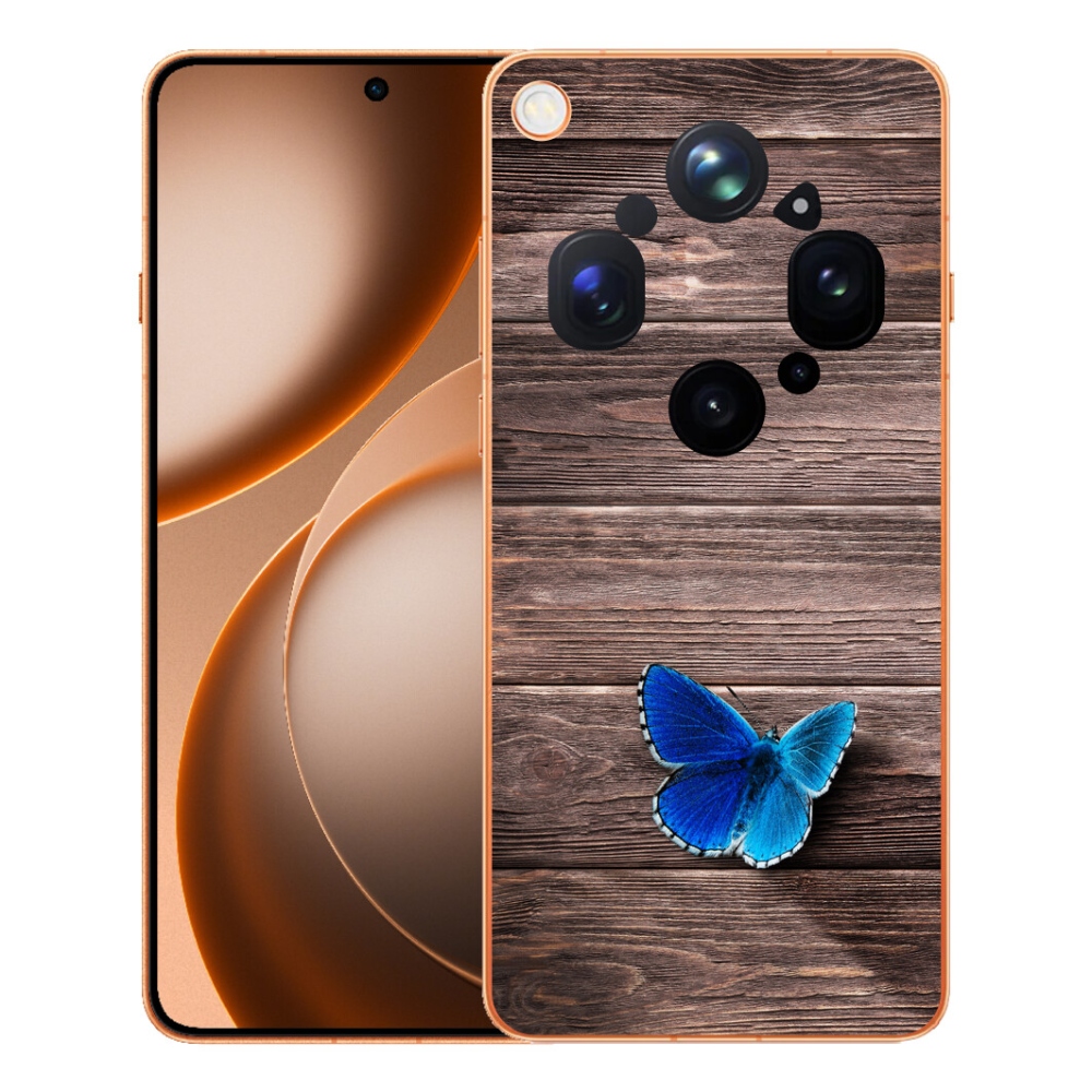 Gélový kryt mmCase na Oppo Find X9 Ultra - modrý motýľ 1
