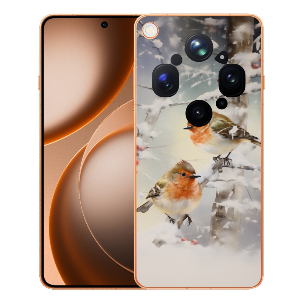 Gélový kryt mmCase na Oppo Find X9 Ultra - vtáčiky v zime
