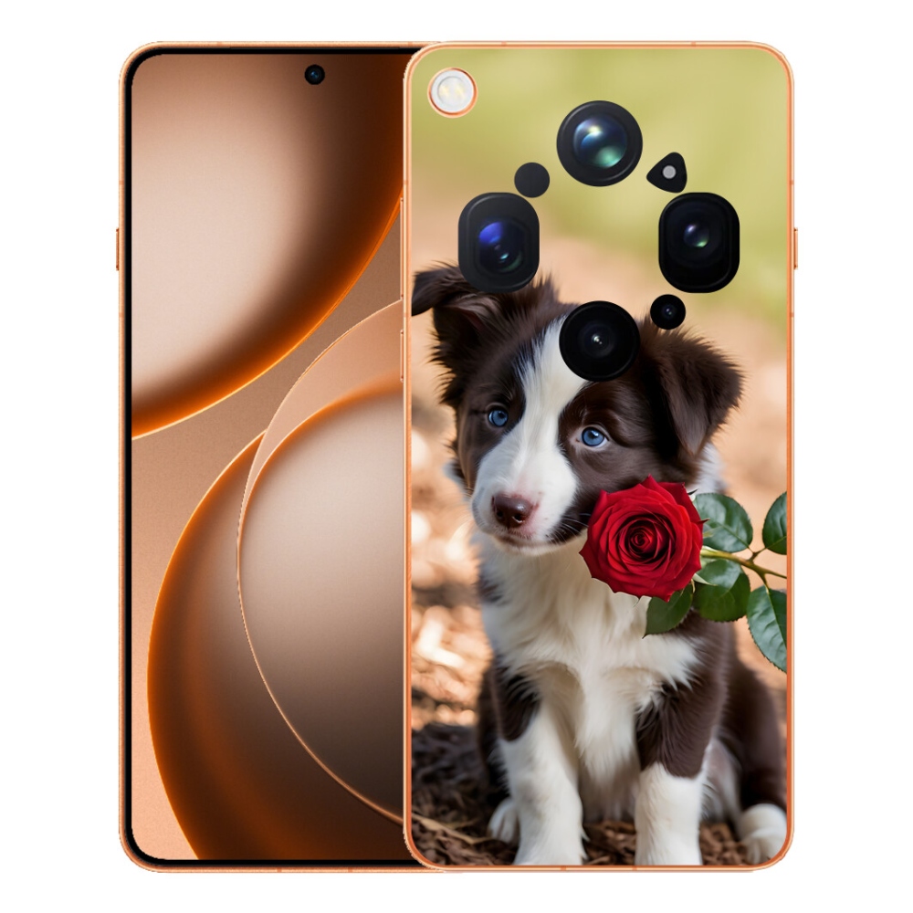 Gélový kryt mmCase na Oppo Find X9 Ultra - roztomilá border kólia s ružou