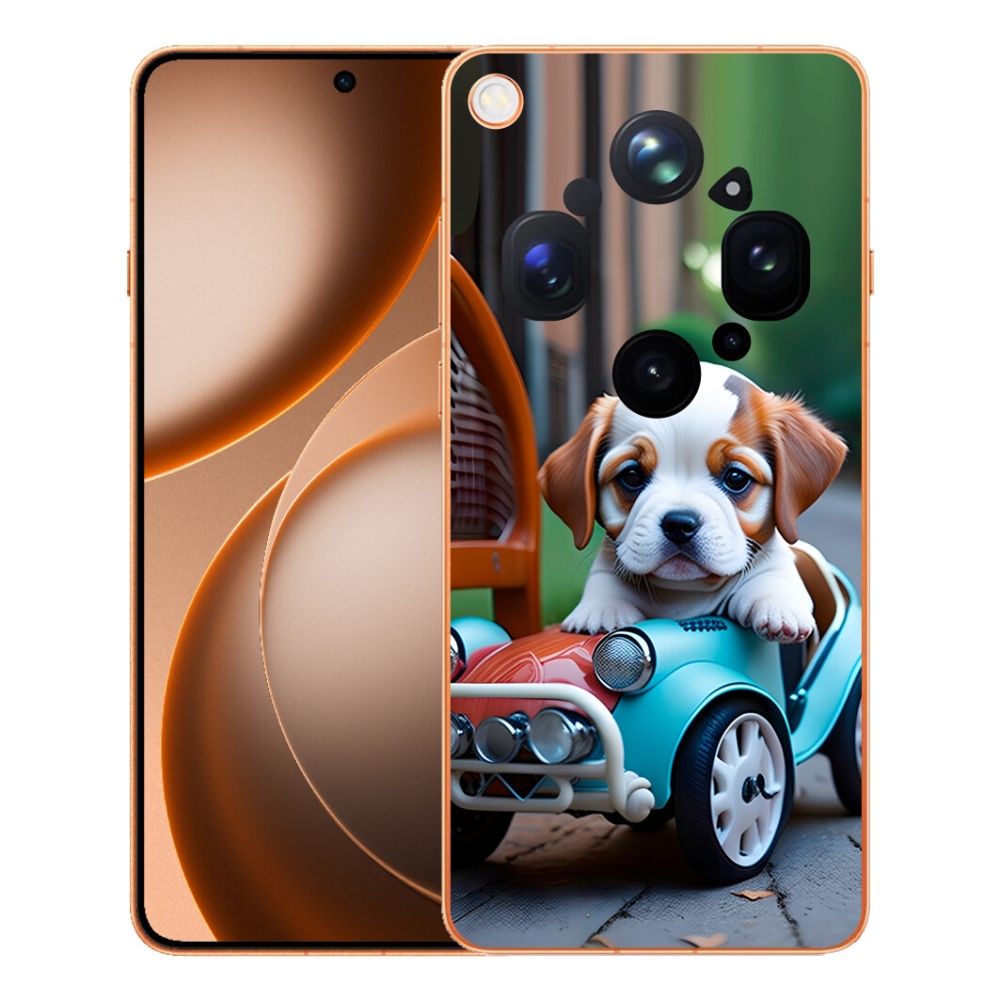Gélový kryt mmCase na Oppo Find X9 Ultra - šteňa v retro aute