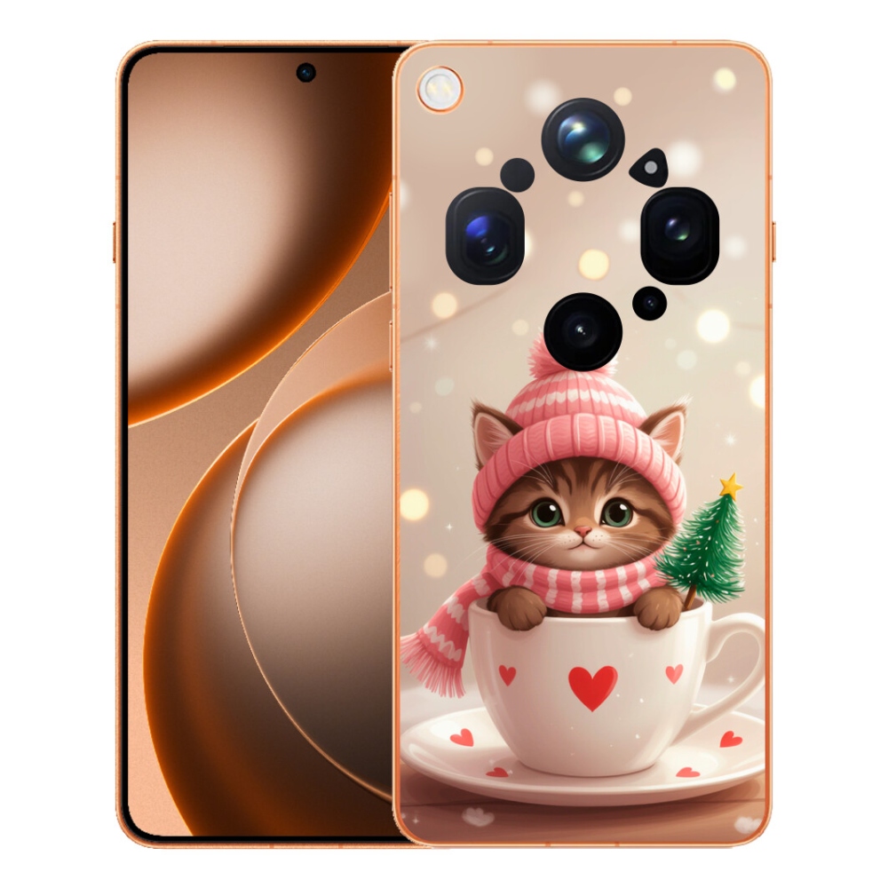 Gélový kryt mmCase na Oppo Find X9 Ultra - vianočné mačiatko v hrnčeku