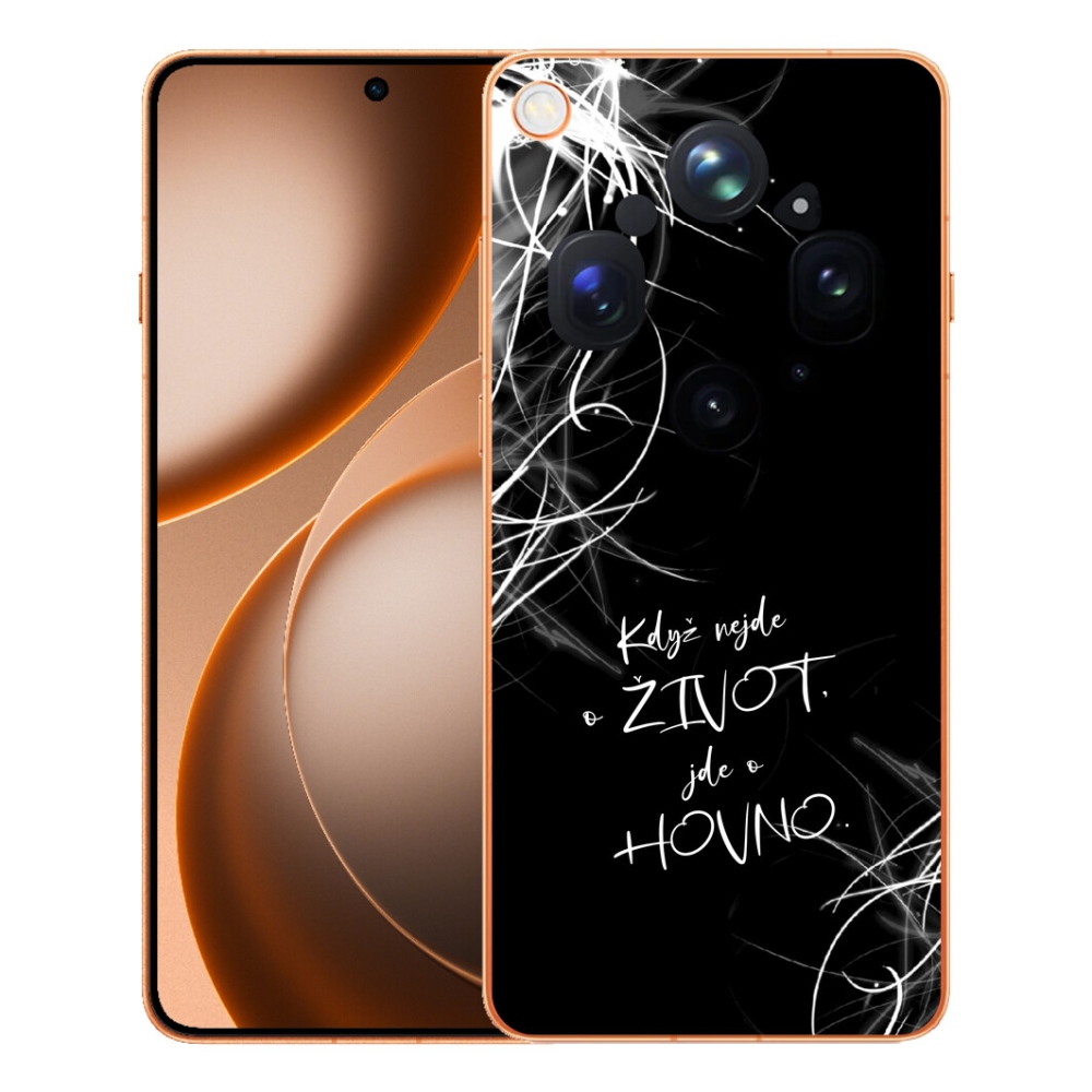 Gélový kryt mmCase na Oppo Find X9 Ultra - vtipný text 16 čierne pozadie