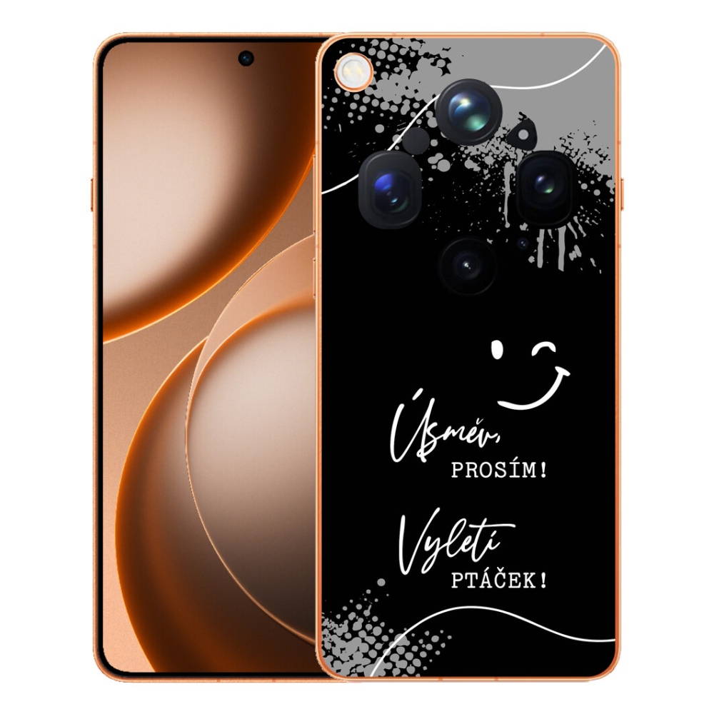 Gélový kryt mmCase na Oppo Find X9 Ultra - vtipný text 4 čierne pozadie