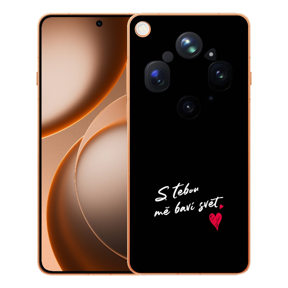 Gélový kryt mmCase na Oppo Find X9 Ultra - zamilovaný text 1 čierne pozadie