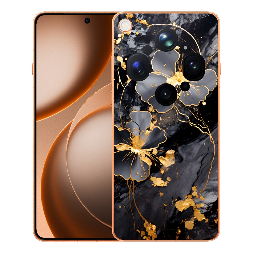 Gélový kryt mmCase na Oppo Find X9 Ultra - zlaté kvety