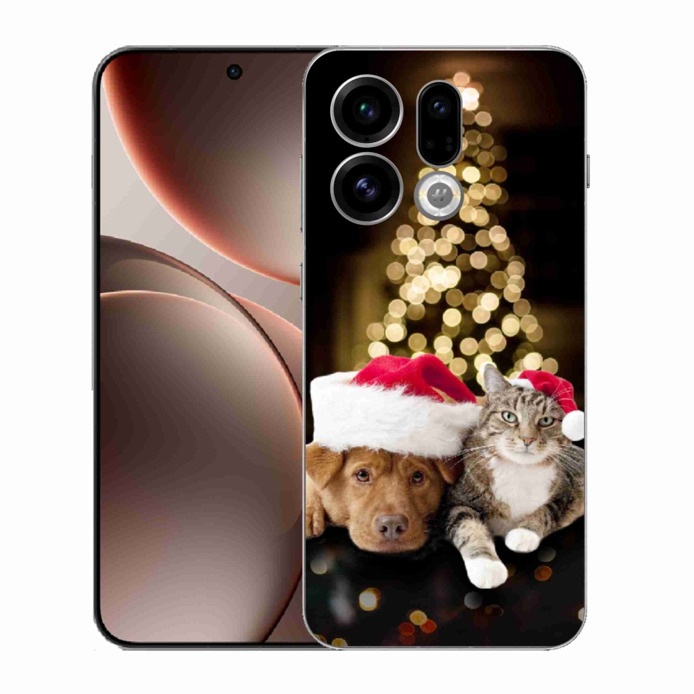Gélový kryt mmCase na Oppo Find X9 - vianočný pes a mačka