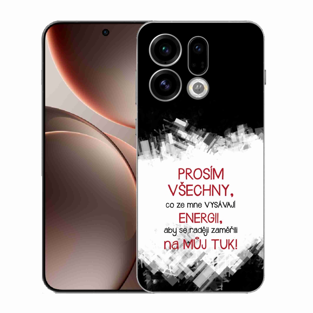 Gélový kryt mmCase na Oppo Find X9 - vtipný text 1 červený