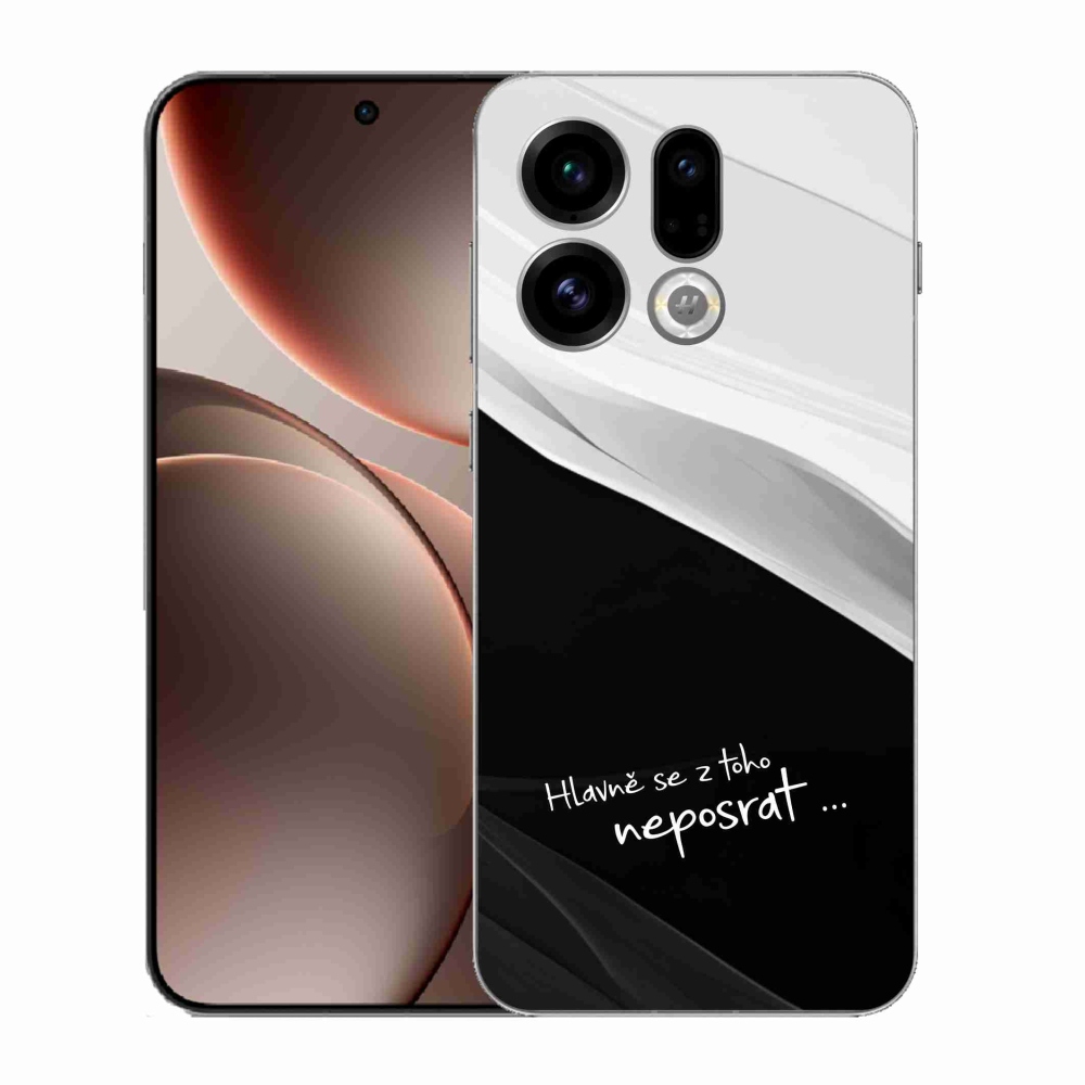 Gélový kryt mmCase na Oppo Find X9 - vtipný text 13 čiernobiele pozadie
