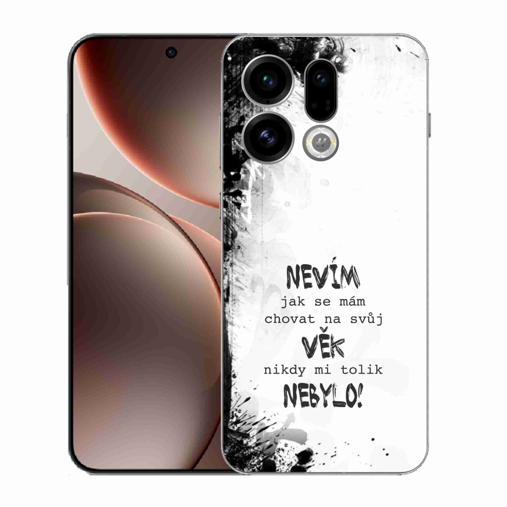 Gélový kryt mmCase na Oppo Find X9 - vtipný text 14 biele pozadie