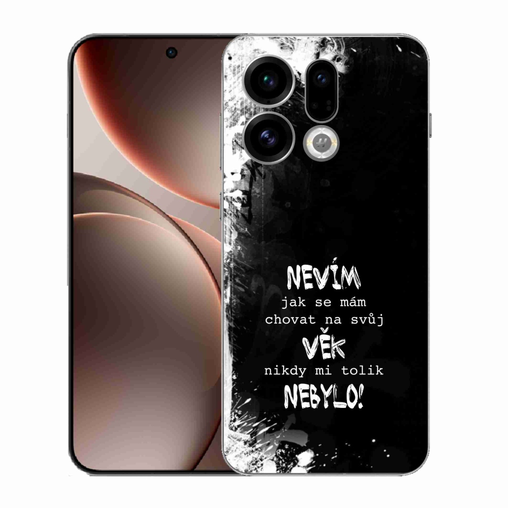 Gélový kryt mmCase na Oppo Find X9 - vtipný text 14 čierne pozadie