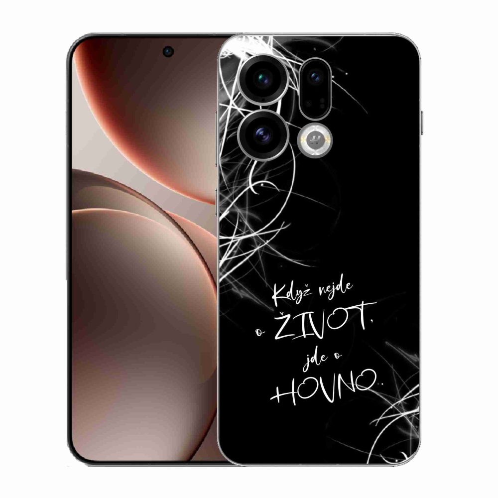 Gélový kryt mmCase na Oppo Find X9 - vtipný text 16 čierne pozadie