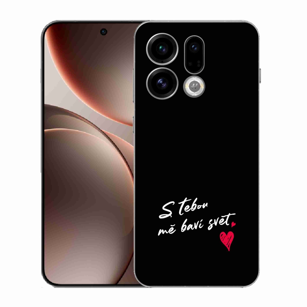 Gélový kryt mmCase na Oppo Find X9 - zamilovaný text 1 čierne pozadie