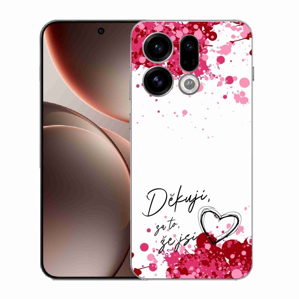 Gélový kryt mmCase na Oppo Find X9 - zamilovaný text 2 biele pozadie