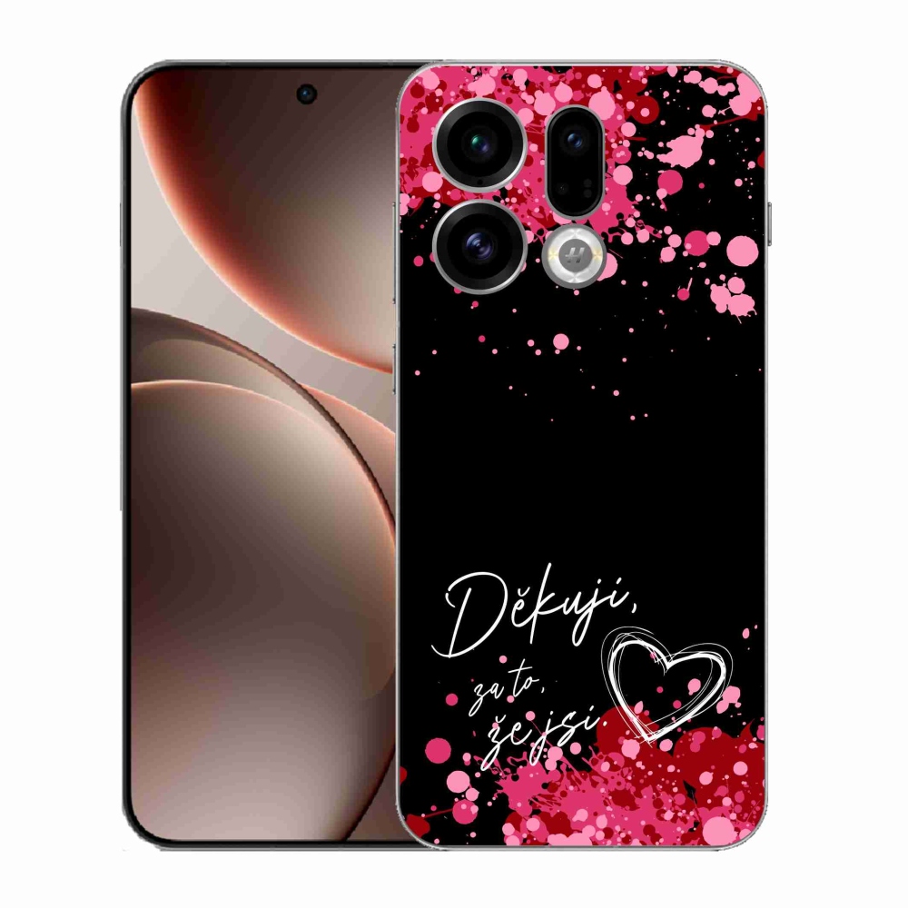 Gélový kryt mmCase na Oppo Find X9 - zamilovaný text 2 čierne pozadie