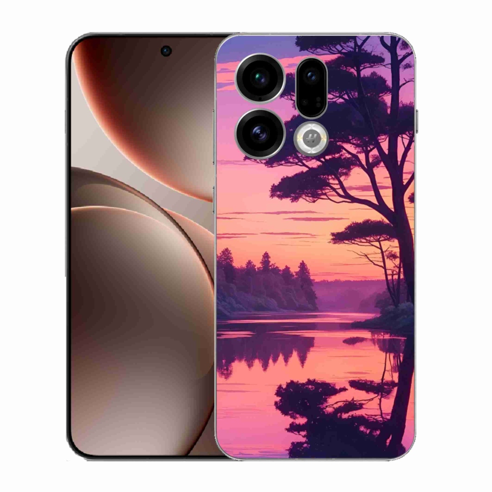 Gélový kryt mmCase na Oppo Find X9 - západ slnka nad jazerom