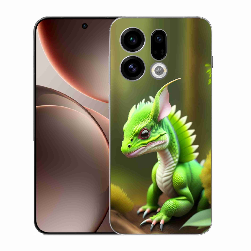 Gélový kryt mmCase na Oppo Find X9 - zelený dráčik