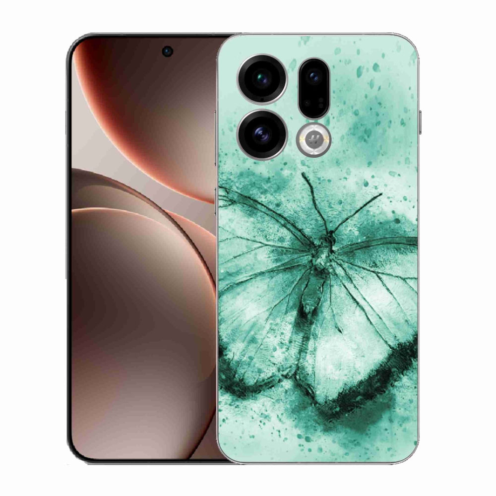 Gélový kryt mmCase na Oppo Find X9 - zelený motýľ