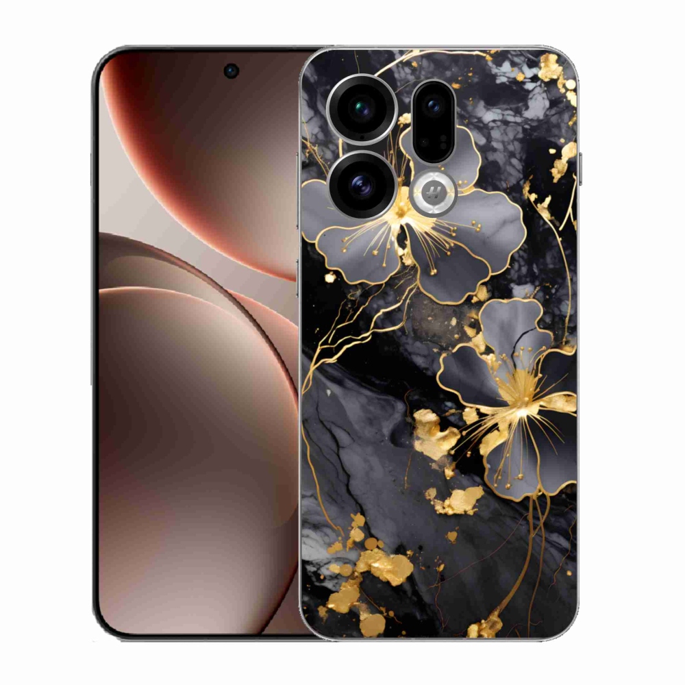 Gélový kryt mmCase na Oppo Find X9 - zlaté kvety