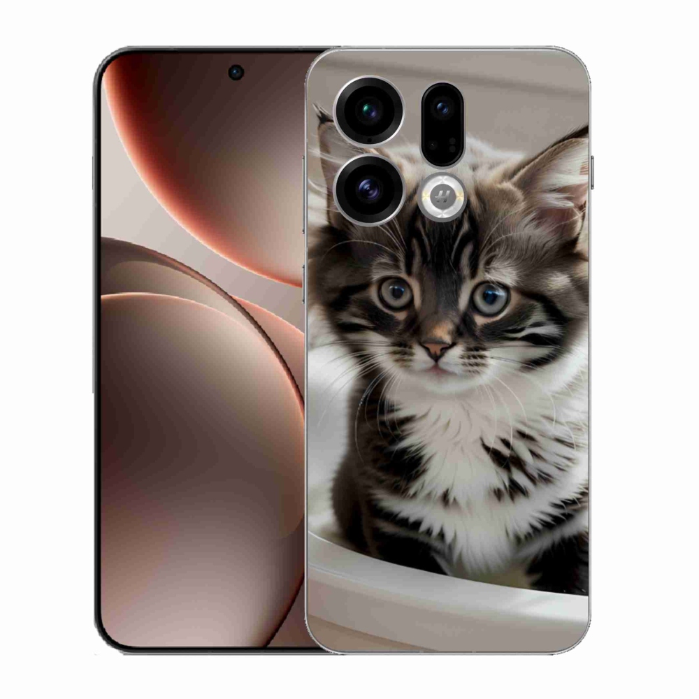 Gélový kryt mmCase na Oppo Find X9 - zvedavé mačiatko