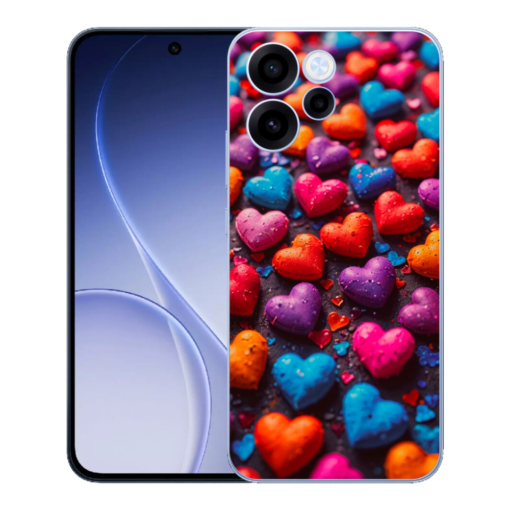 Gélový kryt mmCase na Oppo Reno 15 FS 5G - farebné srdcia
