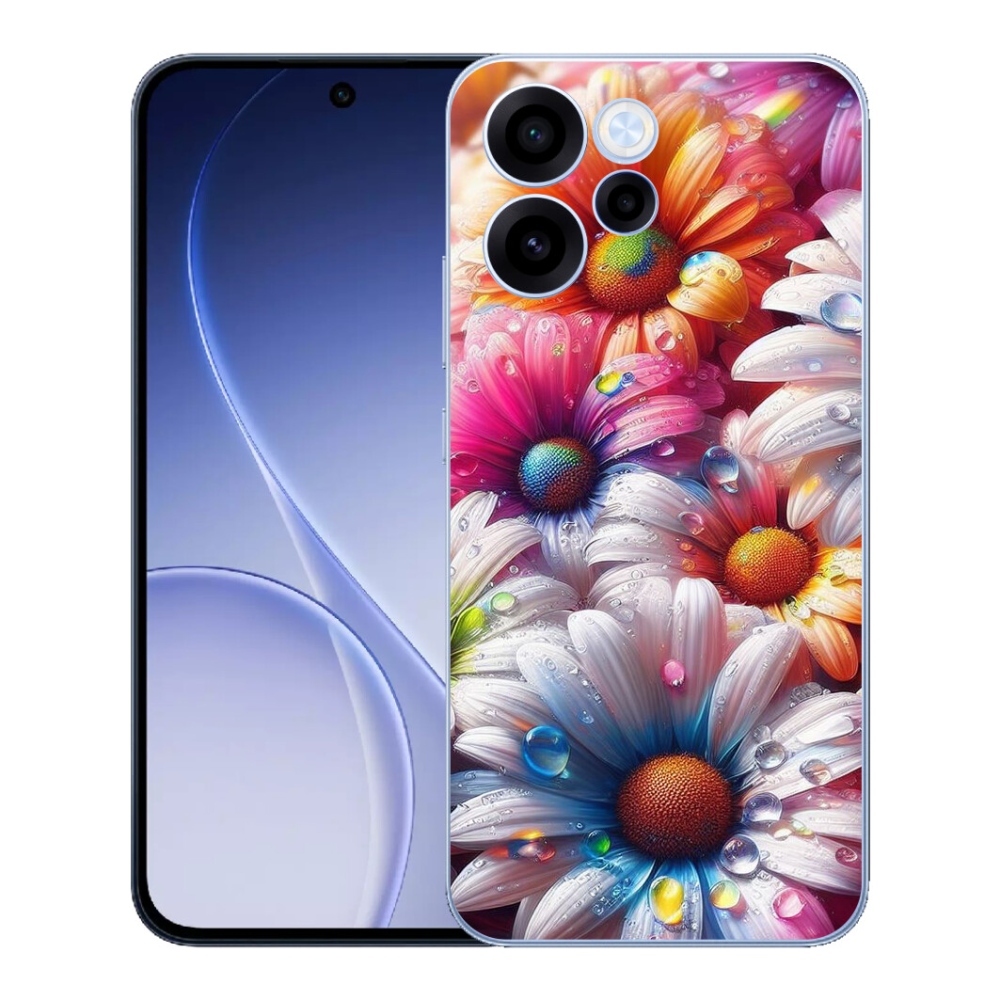 Gélový kryt mmCase na Oppo Reno 15 FS 5G - farebné margaréty