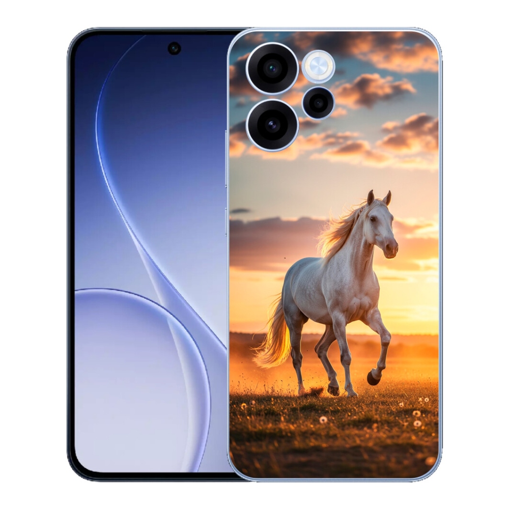 Gélový kryt mmCase na Oppo Reno 15 FS 5G - bežiaci biely kôň 2