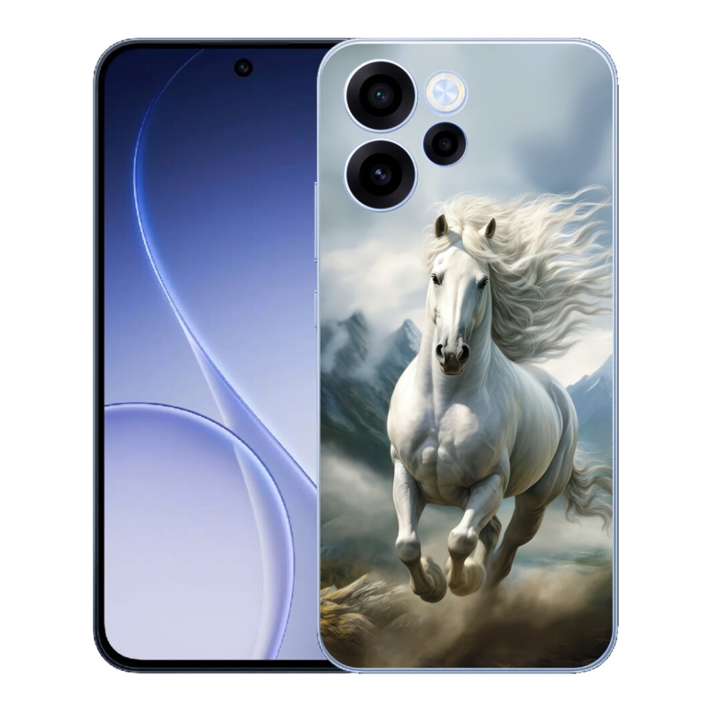 Gélový kryt mmCase na Oppo Reno 15 FS 5G - bežiaci biely kôň 3