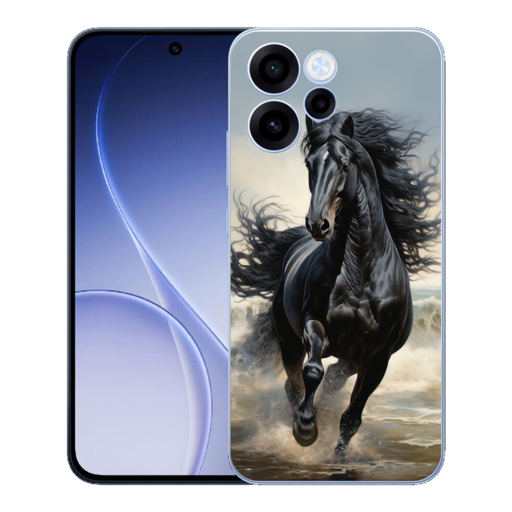 Gélový kryt mmCase na Oppo Reno 15 FS 5G - bežiaci čierny kôň
