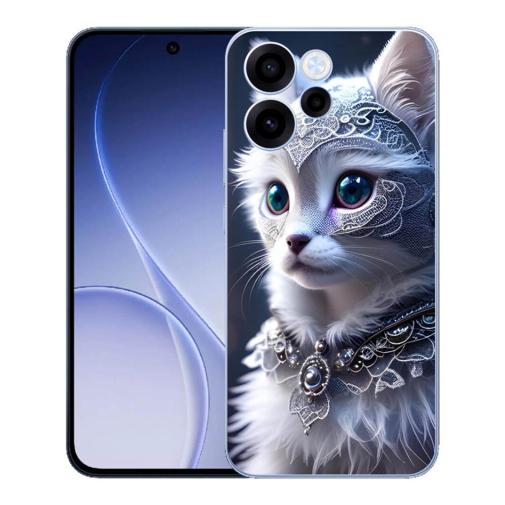 Gélový kryt mmCase na Oppo Reno 15 FS 5G - biela mačka