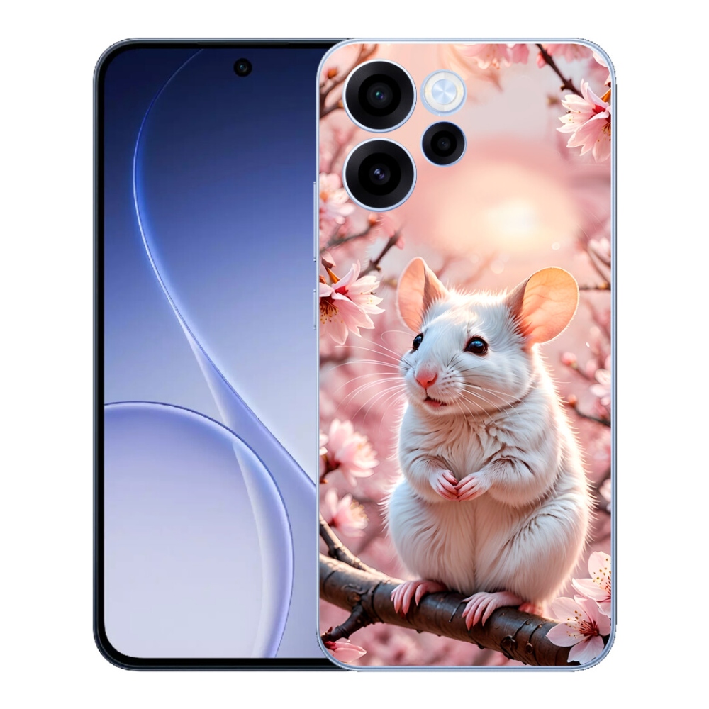 Gélový kryt mmCase na Oppo Reno 15 FS 5G - biela myš na vetve
