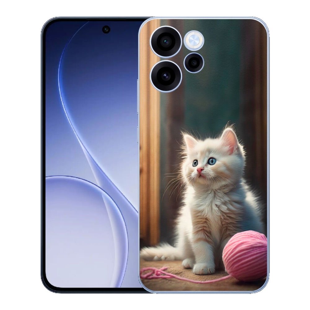 Gélový kryt mmCase na Oppo Reno 15 FS 5G - biele mačiatko 2