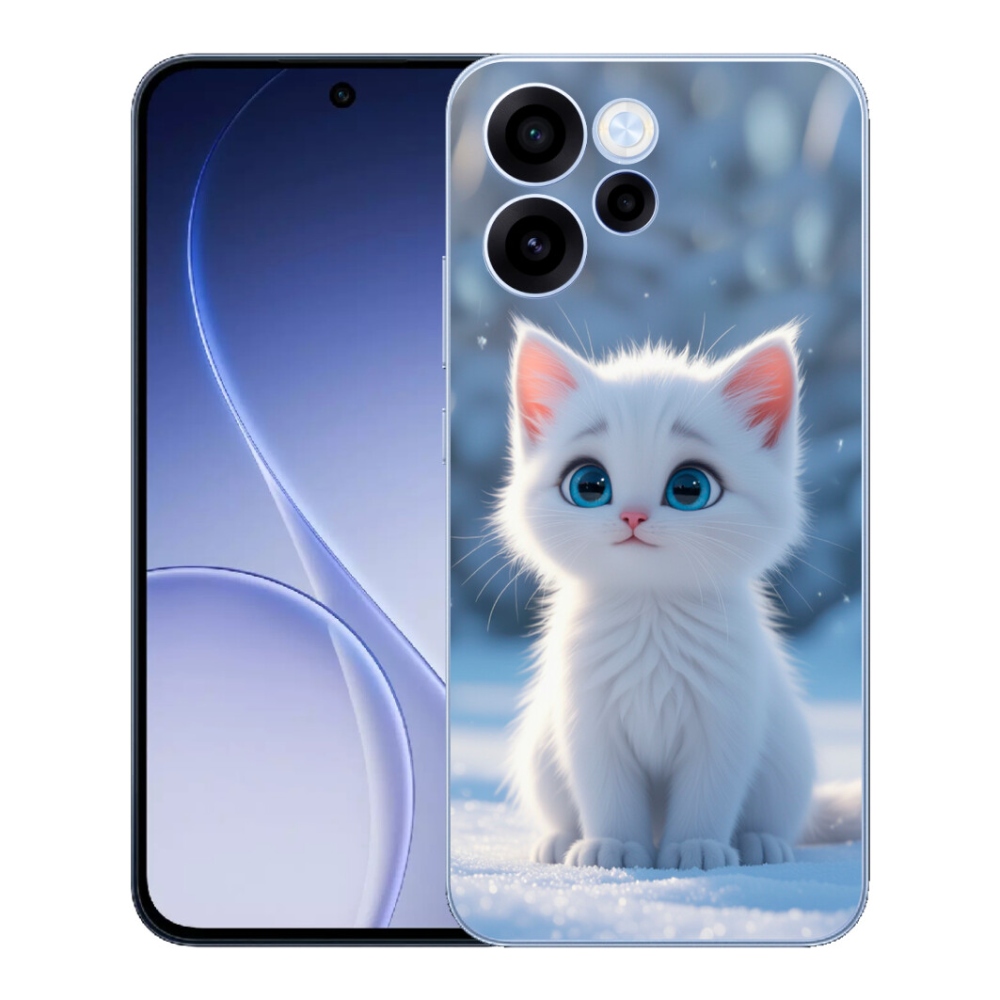 Gélový kryt mmCase na Oppo Reno 15 FS 5G - biele mačiatko 3