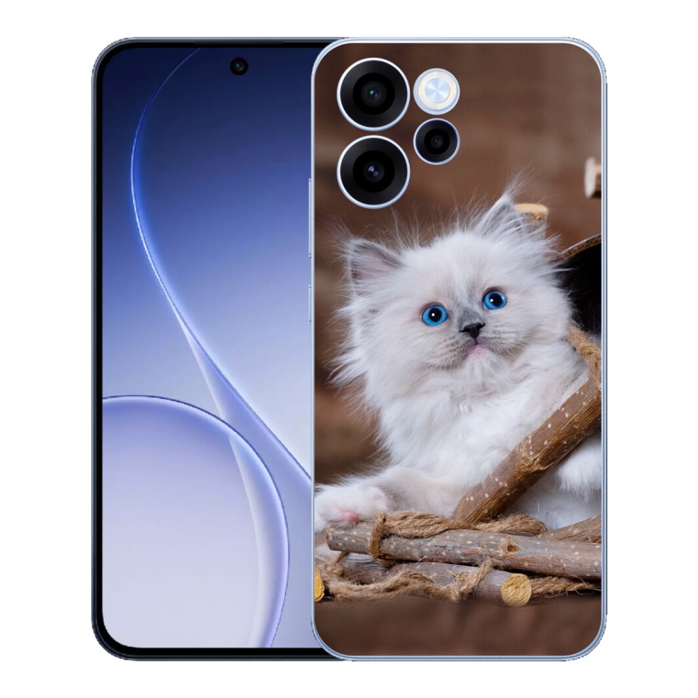 Gélový kryt mmCase na Oppo Reno 15 FS 5G - biele mačiatko