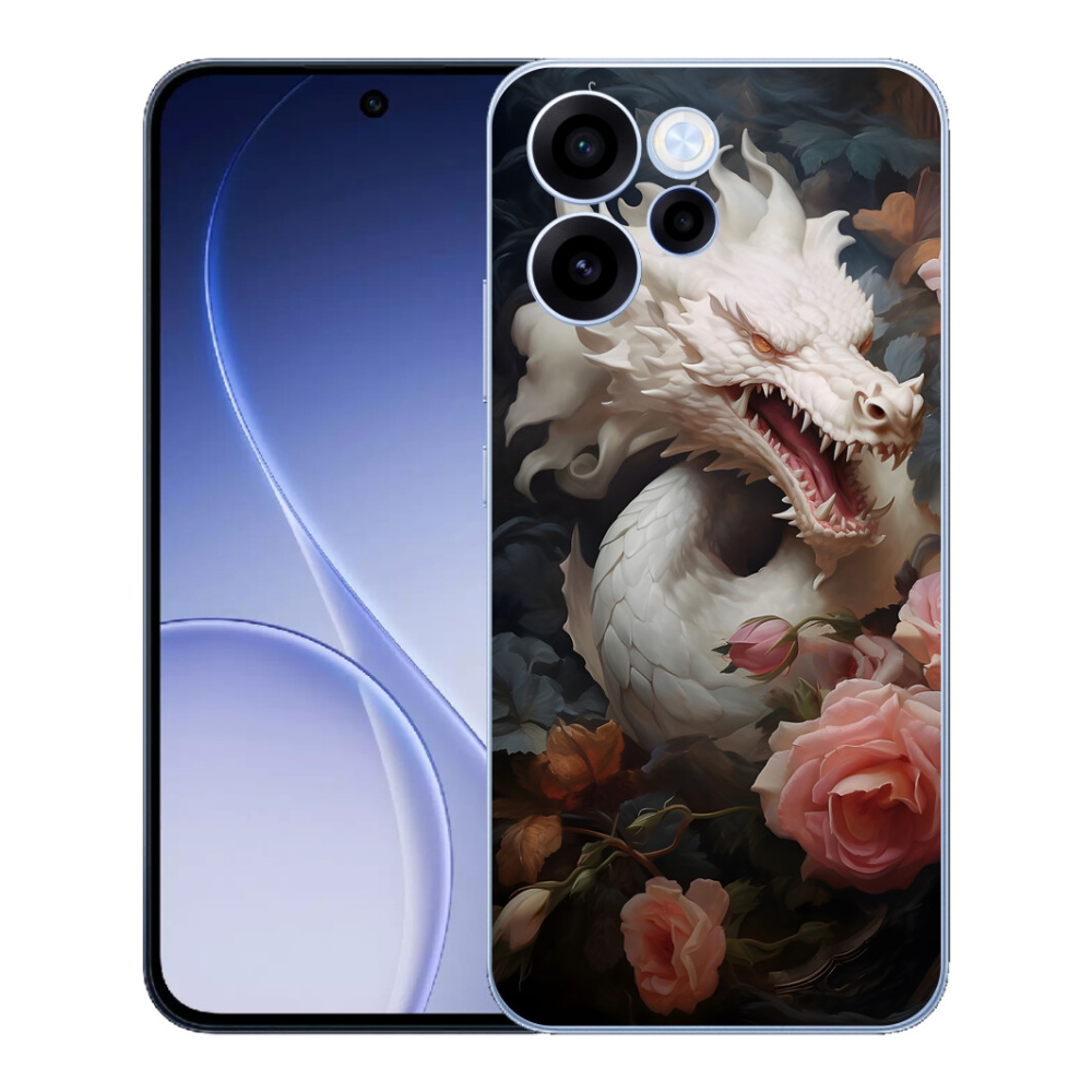 Gélový kryt mmCase na Oppo Reno 15 FS 5G - biely drak