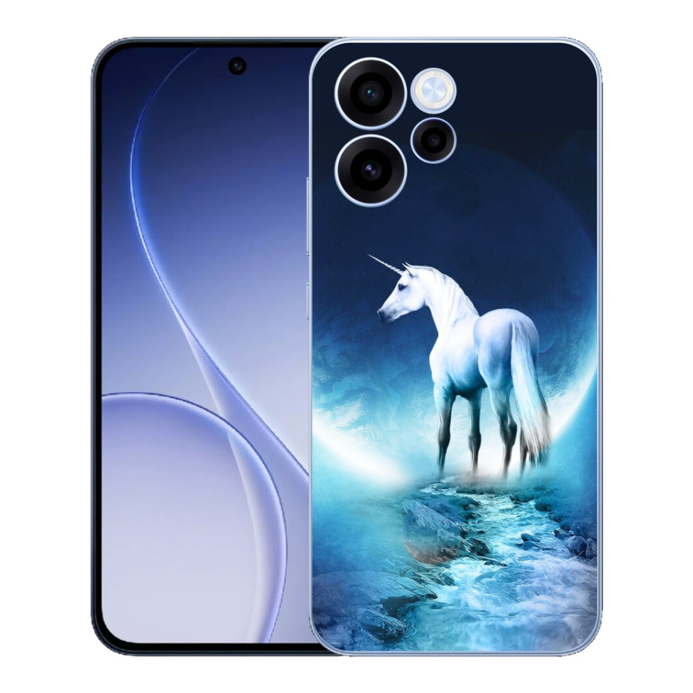 Gélový kryt mmCase na Oppo Reno 15 FS 5G - biely jednorožec