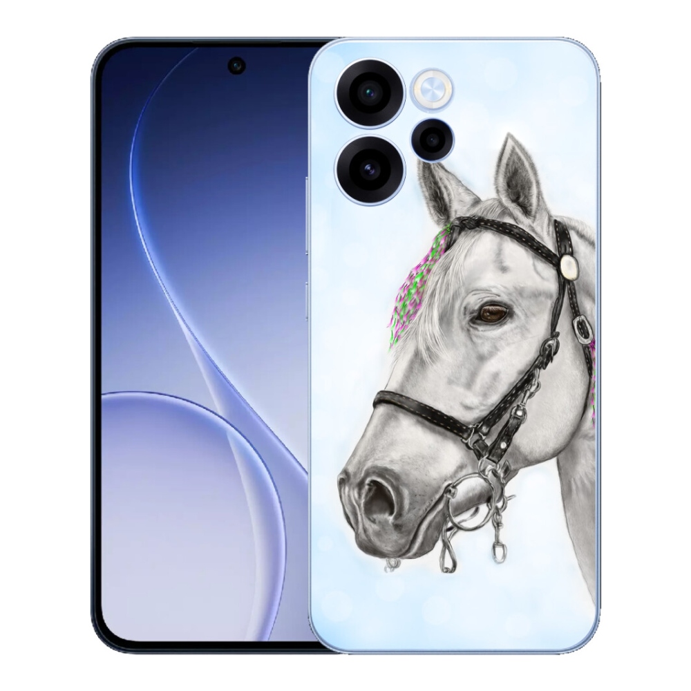 Gélový kryt mmCase na Oppo Reno 15 FS 5G - biely kôň 1