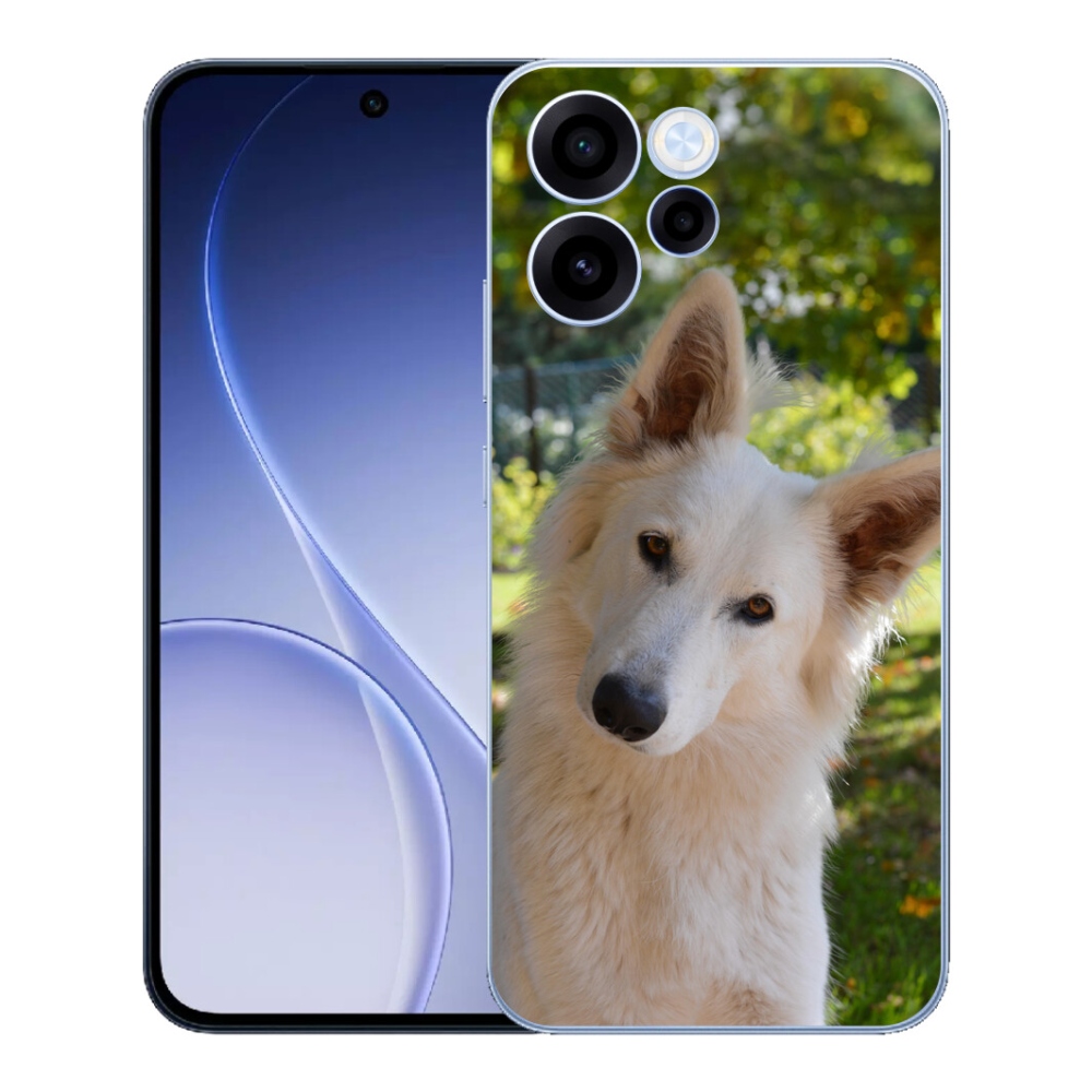 Gélový kryt mmCase na Oppo Reno 15 FS 5G - biely švajčiarsky ovčiak 1