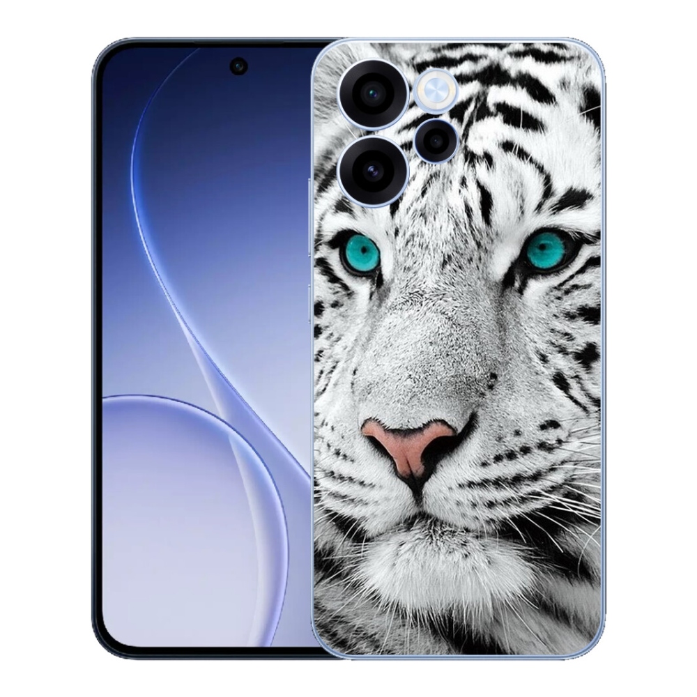 Gélový kryt mmCase na Oppo Reno 15 FS 5G - biely tiger