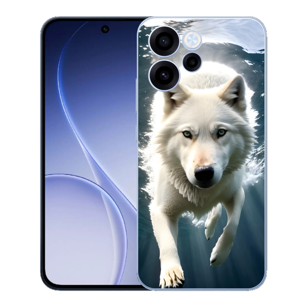 Gélový kryt mmCase na Oppo Reno 15 FS 5G - biely vlk