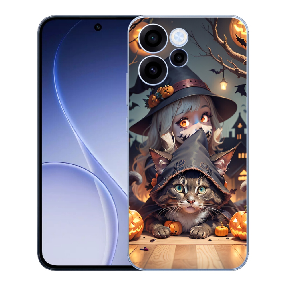 Gélový kryt mmCase na Oppo Reno 15 FS 5G - čarodejnica s mačkou