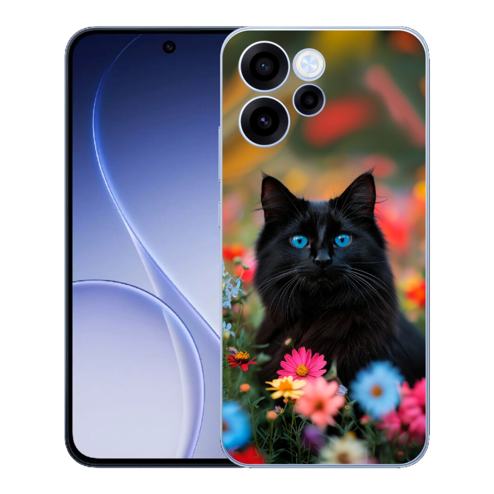 Gélový kryt mmCase na Oppo Reno 15 FS 5G - čierne mačiatko 4