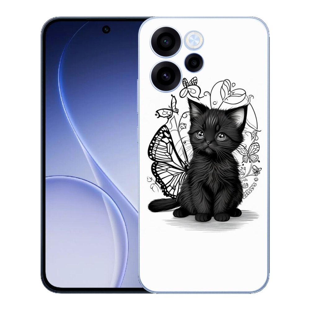 Gélový kryt mmCase na Oppo Reno 15 FS 5G - čierne mačiatko