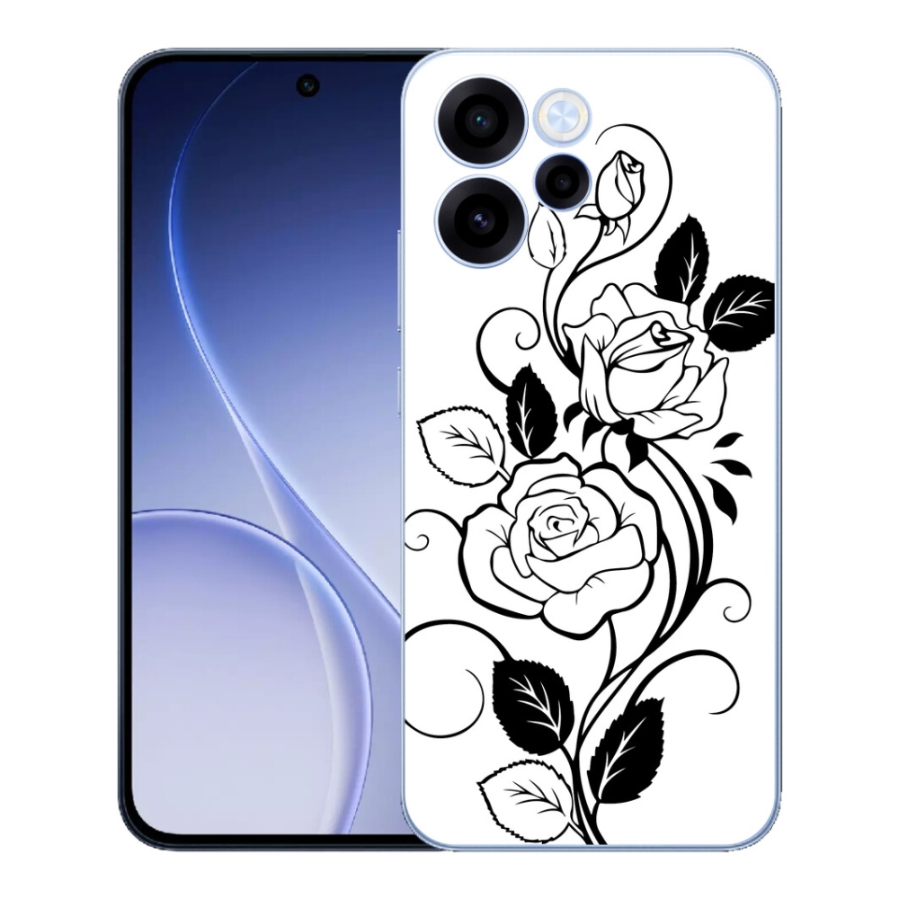 Gélový kryt mmCase na Oppo Reno 15 FS 5G - čiernobiela ruža