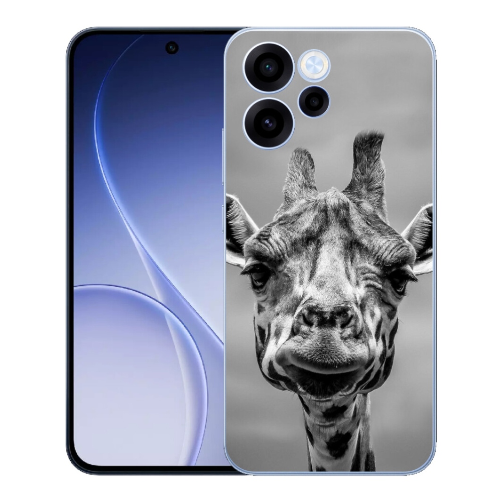 Gélový kryt mmCase na Oppo Reno 15 FS 5G - čiernobiela žirafa
