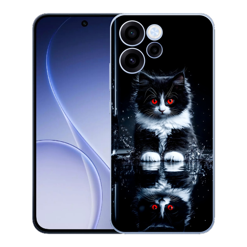 Gélový kryt mmCase na Oppo Reno 15 FS 5G - čiernobiele mačiatko
