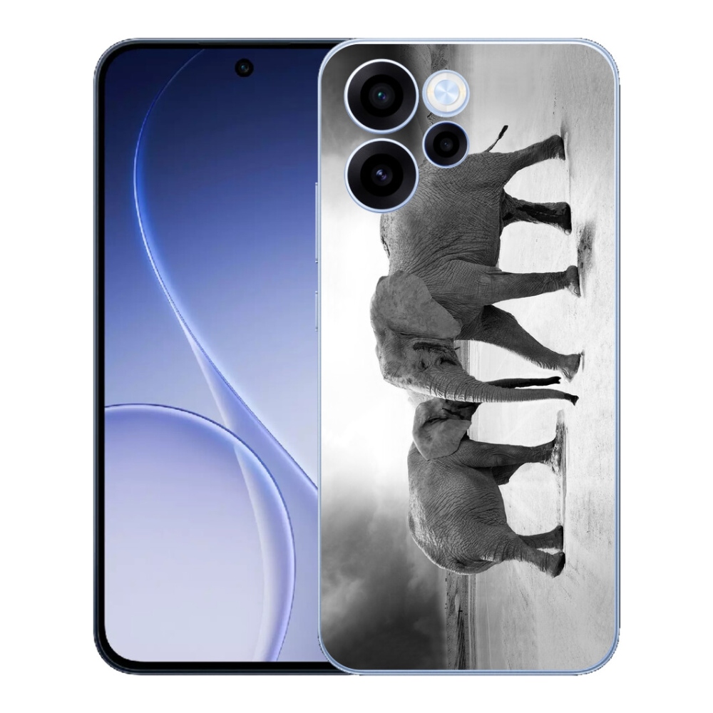 Gélový kryt mmCase na Oppo Reno 15 FS 5G - čiernobieli slony