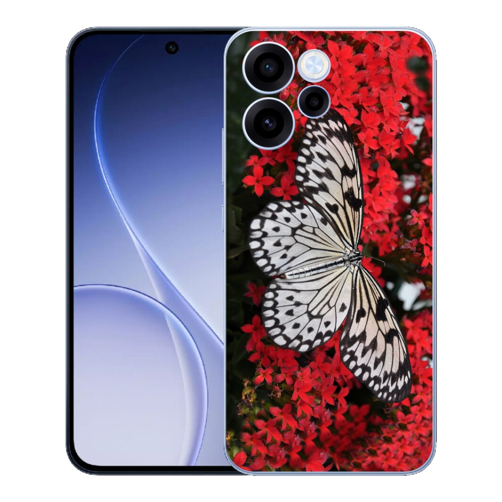 Gélový kryt mmCase na Oppo Reno 15 FS 5G - čiernobiely motýľ 1